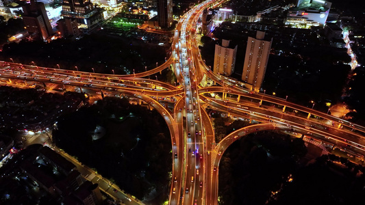 上海陆家嘴延安高架城市夜景航拍视频