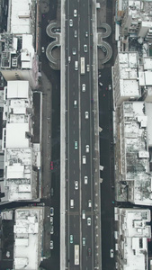 城市雪景航拍衡阳船山大道视频