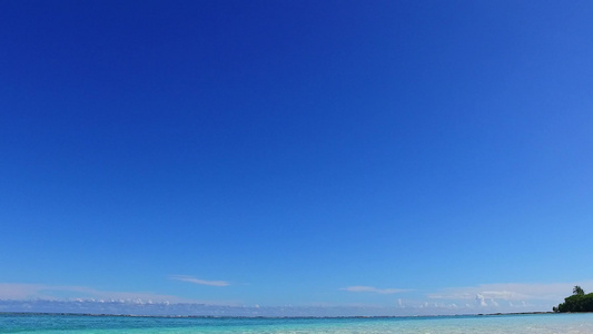 以日落前浅环礁湖和白色沙滩背景的海滨野生生物观测平静视频