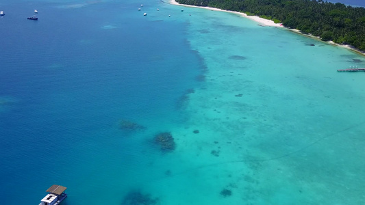 棕榈附近有白沙背景的清澈海洋欣赏美丽海景海滩之旅的视频