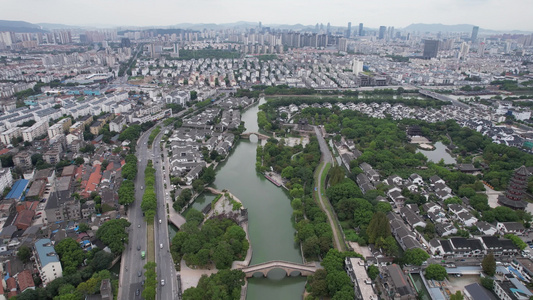 航拍江苏苏州盘门景区4A景区  视频