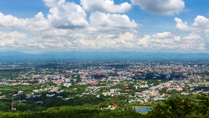 泰国清迈城市景观的地标高视点4K时间流逝全景拍摄9秒视频