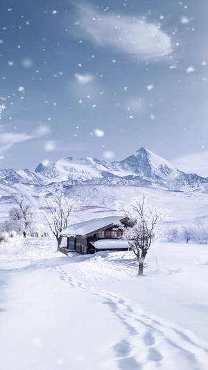 冬天下雪雪花背景唯美雪景10秒视频