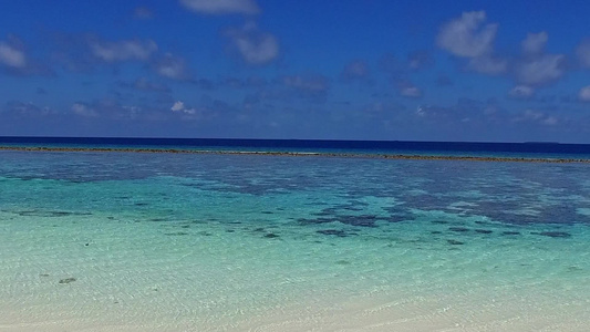 蓝海和珊瑚礁附近白沙背景的美丽岛屿海滩野生生物阳光明媚视频