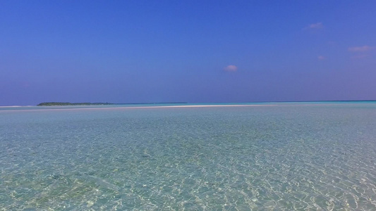 阳光明媚的海洋海岸海滩生活方式由绿绿海和棕榈附近的视频