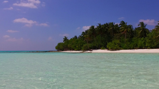 日落前白沙背景的水蓝色泻湖对美丽的海景海滩野生动物视频