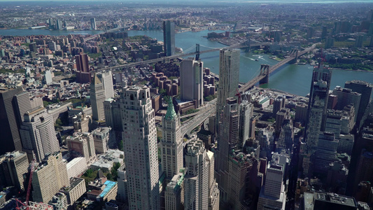 纽约市市中心Hudson海湾布鲁克林桥和下曼哈顿的视频