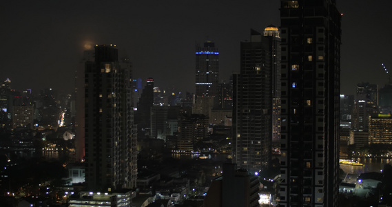 泰王国邦科克市夜间全景视频