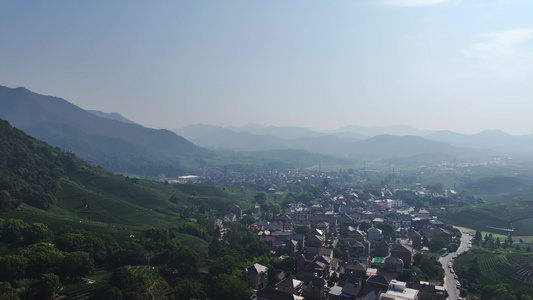 航拍杭州龙坞茶园 茶山 茶田视频