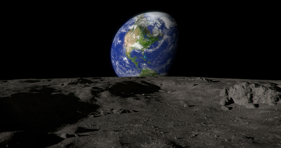 月亮表面与地球有阿尔法面罩视频