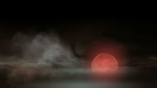 恐怖的红月和阴云视频