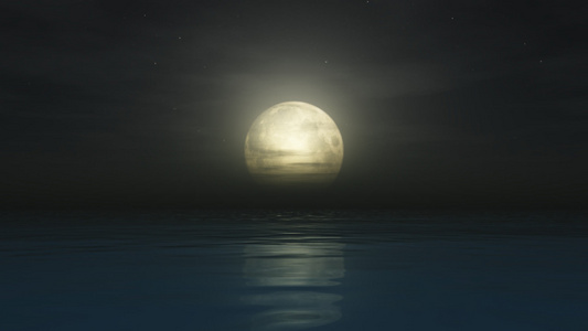 满月在海洋之上视频