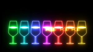 彩虹色彩多彩的盛大小香槟玻璃光亮耀眼标志元素跳舞跳上14秒视频