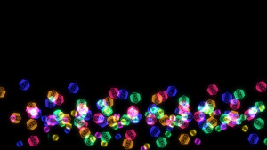 彩虹色彩多彩大而小的机器人头亮光信号元素在黑屏上慢舞20秒视频