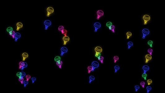 彩虹多彩热空气气球缓慢的情感信号元素在黑屏上飞过所有视频