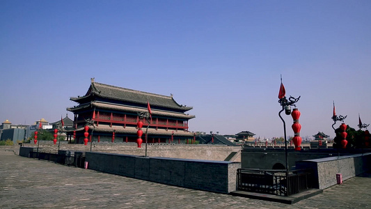 著名旅游胜地西安城墙视频