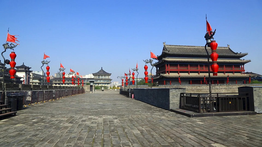 著名旅游胜地西安城墙视频