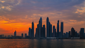 迪拜城市建筑剪影天际线10秒视频