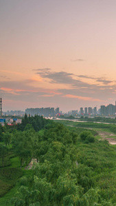 古都咸阳渭河城市生态湿地日落西咸新区日落时间流逝视频