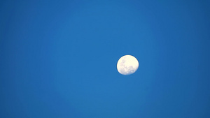 月亮半月升起在黑暗蓝蓝的天空中31秒视频