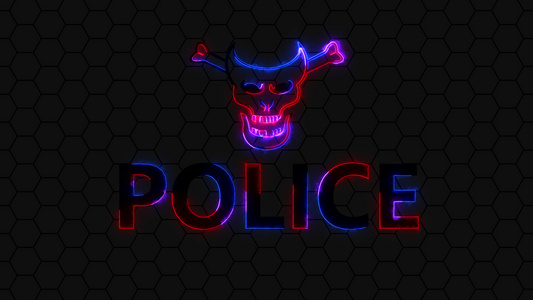 灰色背景和蜂窝网状的Stylizal化警察标志视频