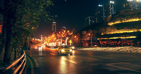 4K实拍新年城市街道夜景视频素材视频