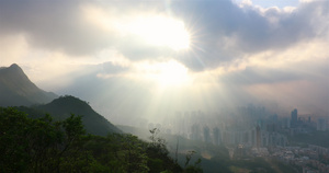香港太平山顶公园和城市景观15秒视频
