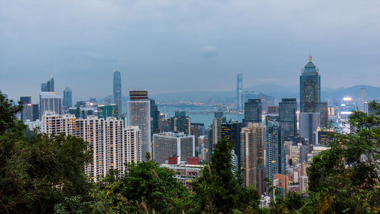 香港太平山顶天际线视频