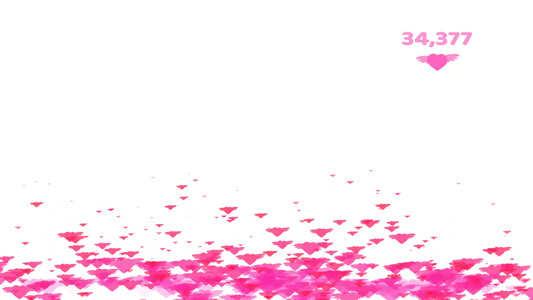 粉色音调红心翼飞行计数情人节文本和复制空间视频
