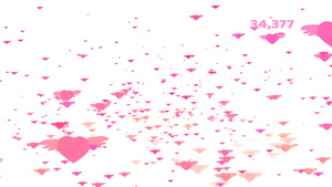 粉红色音调红心翼飞翔数数和情人节文字16秒视频