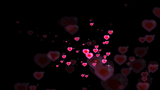 在粉红色的心主题情人节和爱卡模糊背景中红色的心与白星视频
