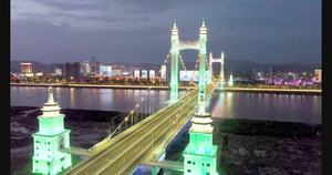 4k浙江舟山网红桥港岛大桥夜景航拍23秒视频