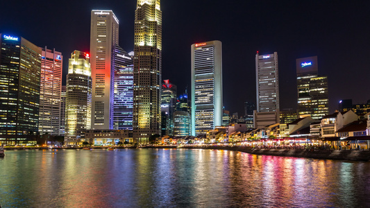 新加坡城市河流和天际线延时视频