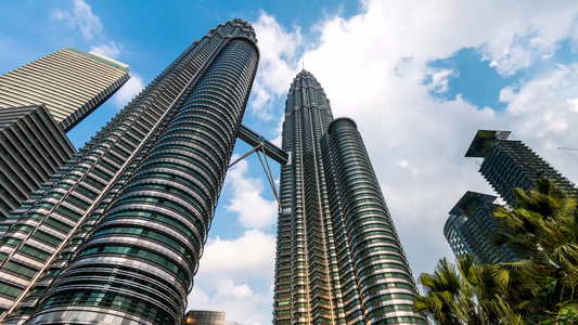 Malaysia标志性地标城市风景4k时间过错断裂视频