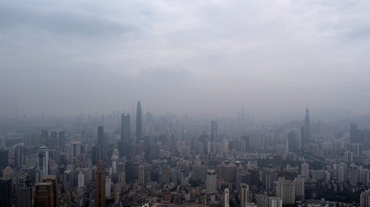 4K航拍雨季天气深圳城市视频