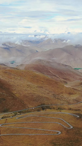 航拍西藏阿里喜马拉雅山脉与盘山公路视频雪域高原视频