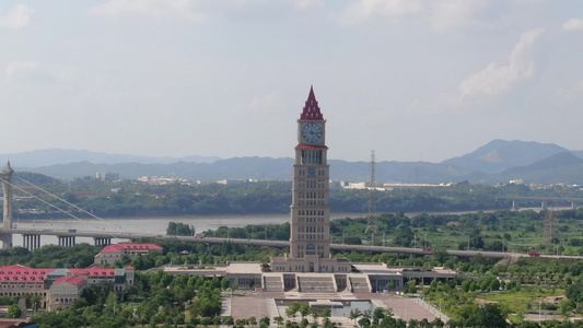 江西赣州地标和谐钟楼航拍视频视频