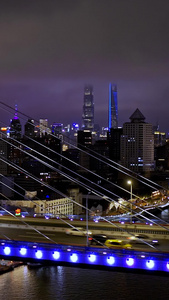 上海南浦大桥夜景航拍上海空境视频