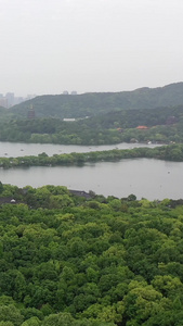 杭州西湖苏堤风光航拍视频5A景区视频
