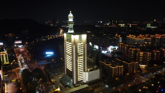 湖南长沙城市湘江橘子洲夜景灯光航拍 视频