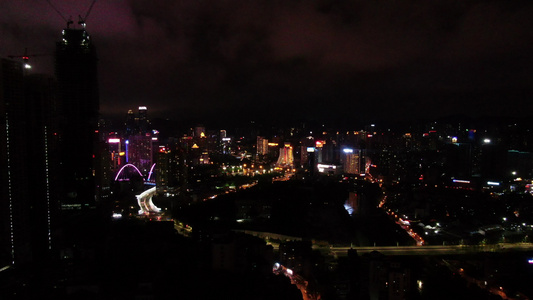 航拍贵州贵阳城市夜景灯光视频