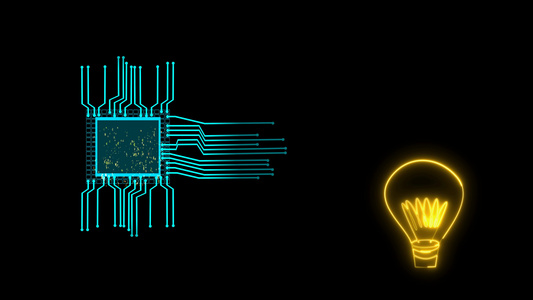 未来数字处理机芯片智能技术的创意光照强大的旅行者货币视频