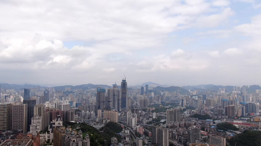 湖北武汉城市天际线蓝天白云航拍视频