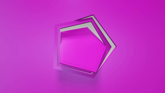 粉红色的商业动画五边形框架的旋转3d渲染窗口循环简约视频