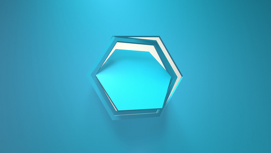 蓝色商业动画六边形框架的旋转3d渲染窗口循环简约纯色视频