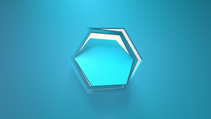蓝色商业动画六边形框架的旋转3d渲染窗口循环简约纯色8秒视频