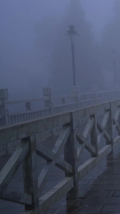 户外徒步者行走在晨雾中的张家界摄影师视频
