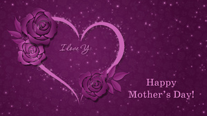 快乐的母亲一天动画与心脏和玫瑰在黑暗的粉红背景17秒视频