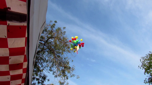 彩色气球在天空中飞翔视频
