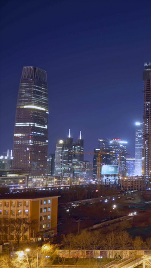 建设中的北京CBD夜景延时金融中心8秒视频